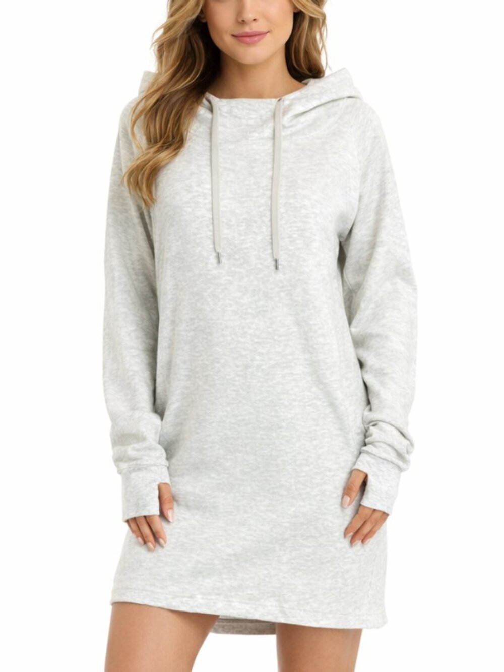 Athleta Hayes Sweatshirt Hoodie Dress Light Heather Gray Casual Lounge S